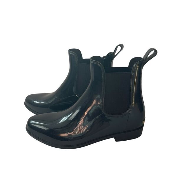 LRL Ralph Lauren Tally Bo Rai Black Rubber Ankle Rain Boots Size 10 B - Picture 2 of 7